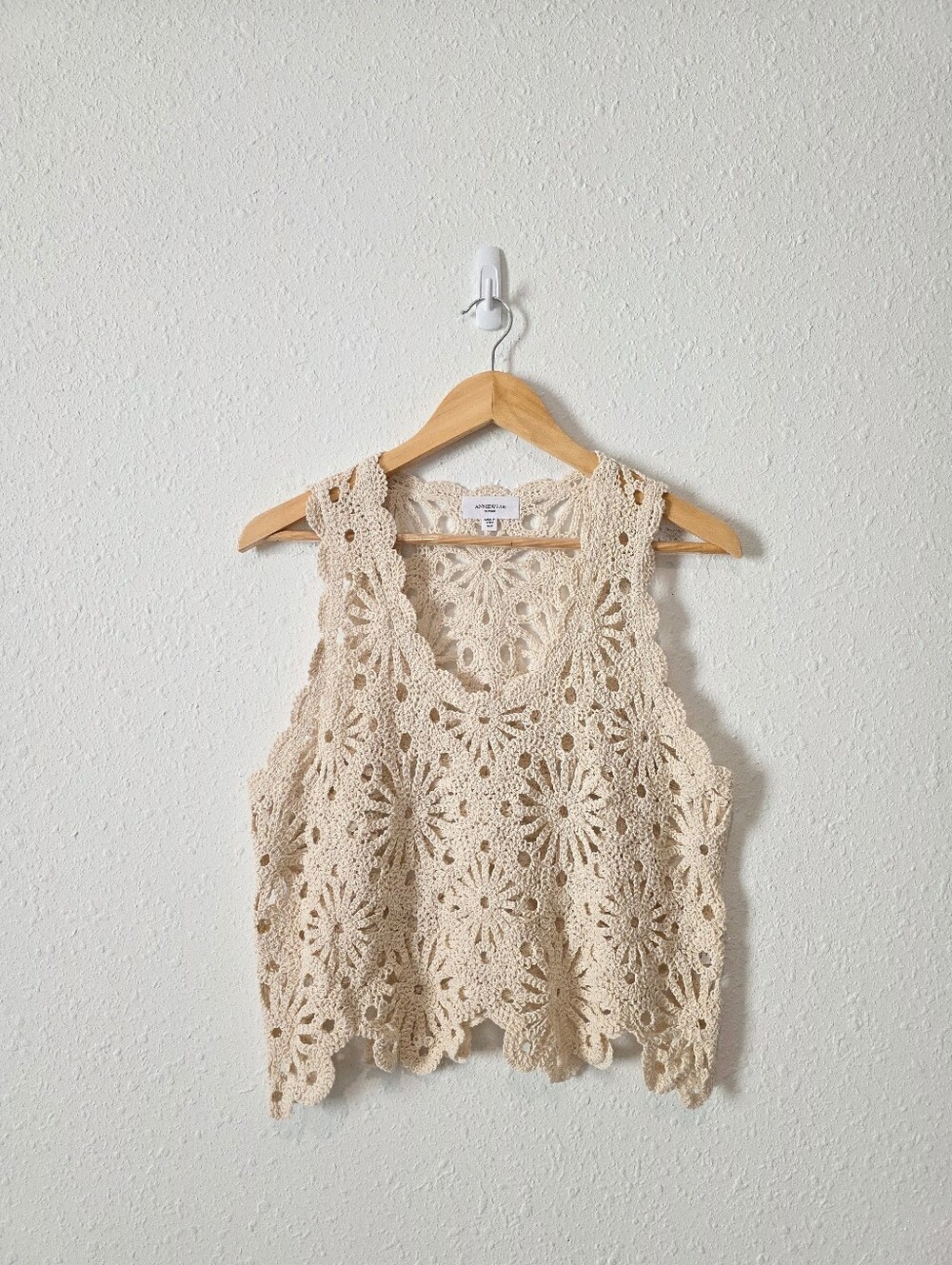 Anniewear Cream Floral Crochet Top S/M
